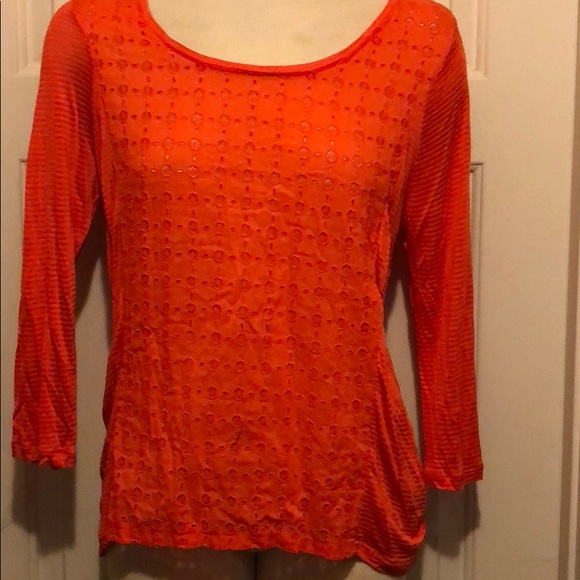 Lucky Brand Orange Ellis Cut Out Top - Picture 5 of 8